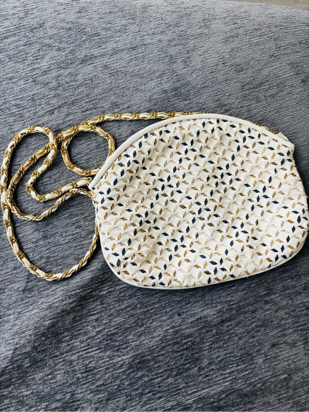 Vintage Saddle Ridge Small White Crossbody with Gold Chain